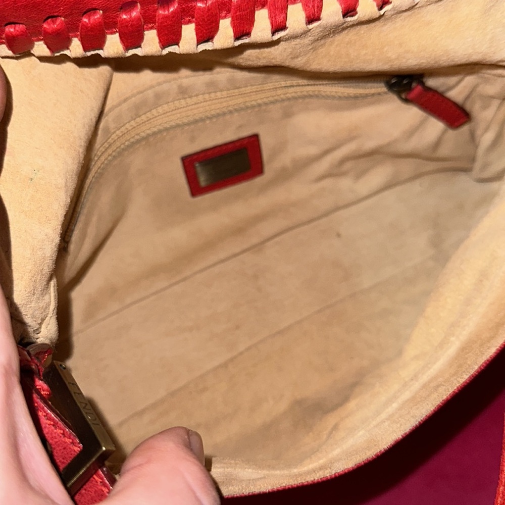 Fendi red leather whipstitch mama baguette shoulder crossbody convertible bag - Picture 13 of 16